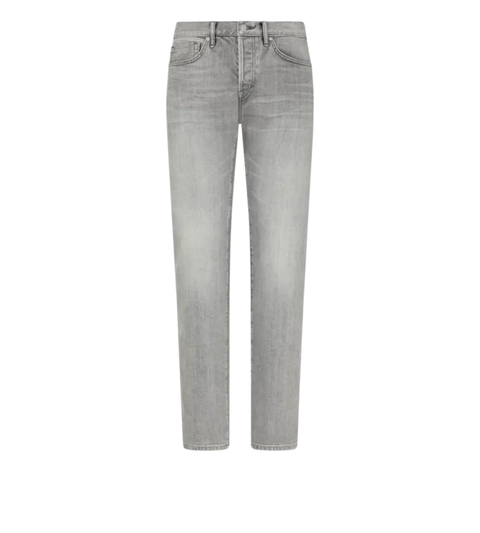 Denim grigio elasticizzato a vita alta
