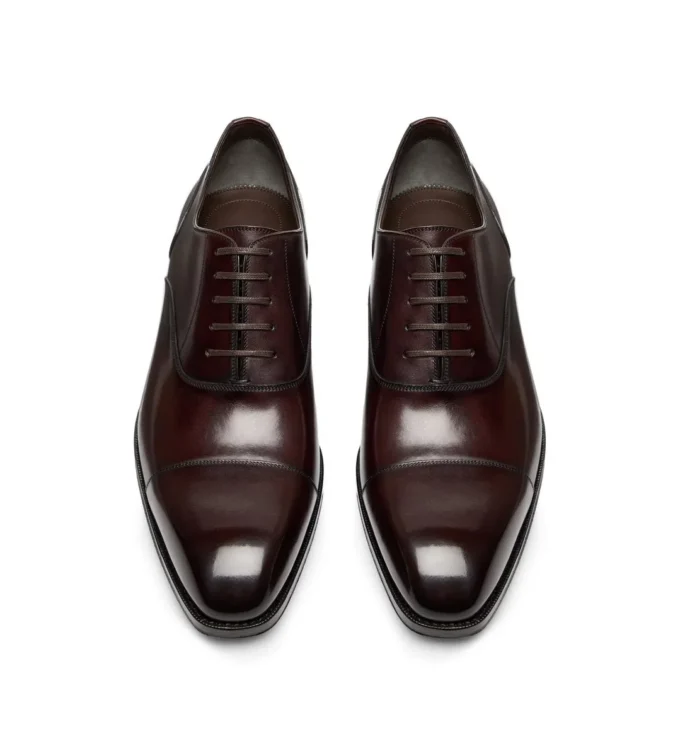 Elkan Lace Up in pelle brunita