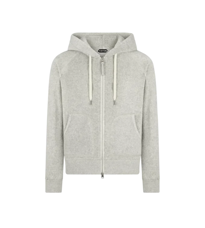 Felpa con cappuccio e zip in spugna
