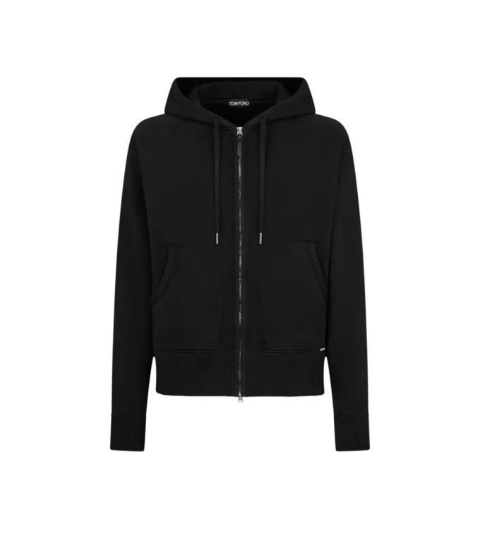 Felpa con cappuccio e zip tinta in capo