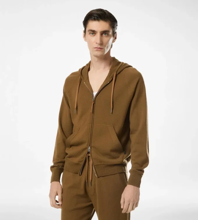 Felpa con cappuccio in cashmere merino