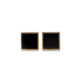 Gemelli quadrati in oro e onice