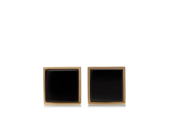 Gemelli quadrati in oro e onice