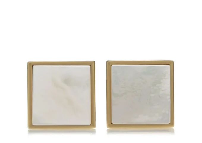 Gemelli quadrati in oro e perla