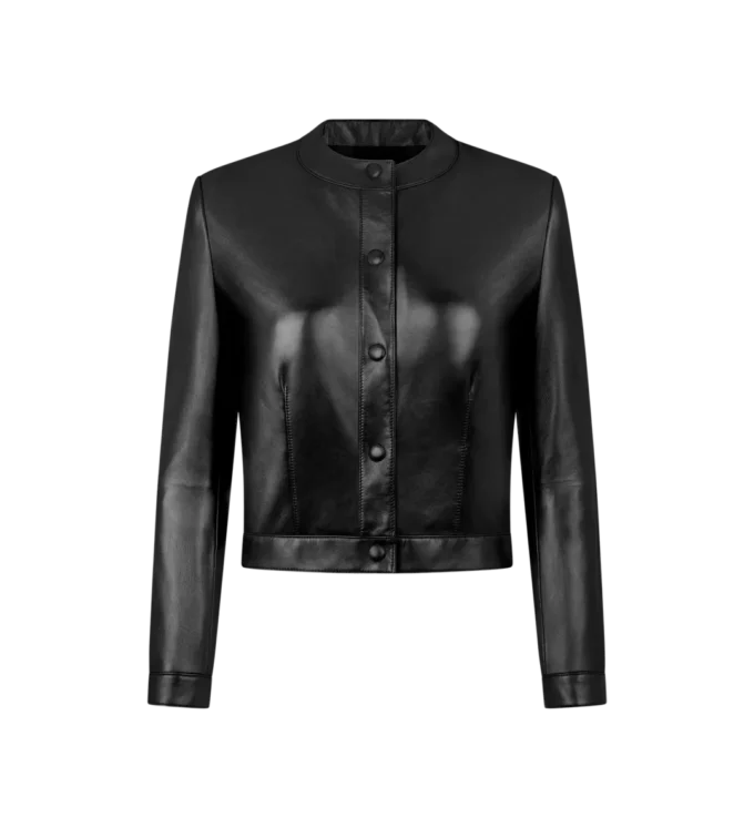 Giacca cardigan in pelle nappa Giacca cardigan in pelle nappa