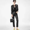 Giacca cardigan in pelle nappa Giacca cardigan in pelle nappa