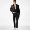 Giacca con collo in pelle nappa martellata