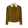 Giacca da camionista in pelle scamosciata spazzolata con collo in shearling