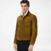 Giacca da camionista in pelle scamosciata spazzolata con collo in shearling