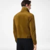 Giacca da camionista in pelle scamosciata spazzolata con collo in shearling