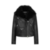 Giacca da motociclista asimmetrica in pelle con shearling Giacca da motociclista asimmetrica in pelle con shearling