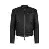 Giacca da motociclista in pelle martellata con zip