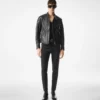 Giacca da motociclista in pelle martellata con zip Giacca da motociclista in pelle martellata con zip