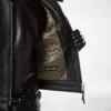 Giacca da motociclista in pelle martellata con zip