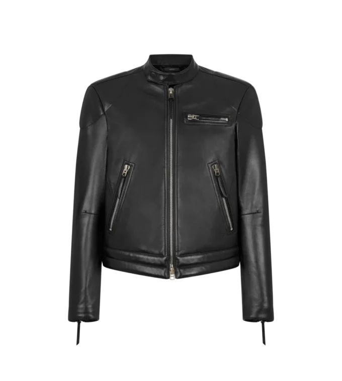 Giacca da motociclista in pelle nappa martellata