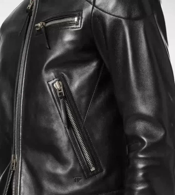 Giacca da motociclista in pelle nappa martellata
