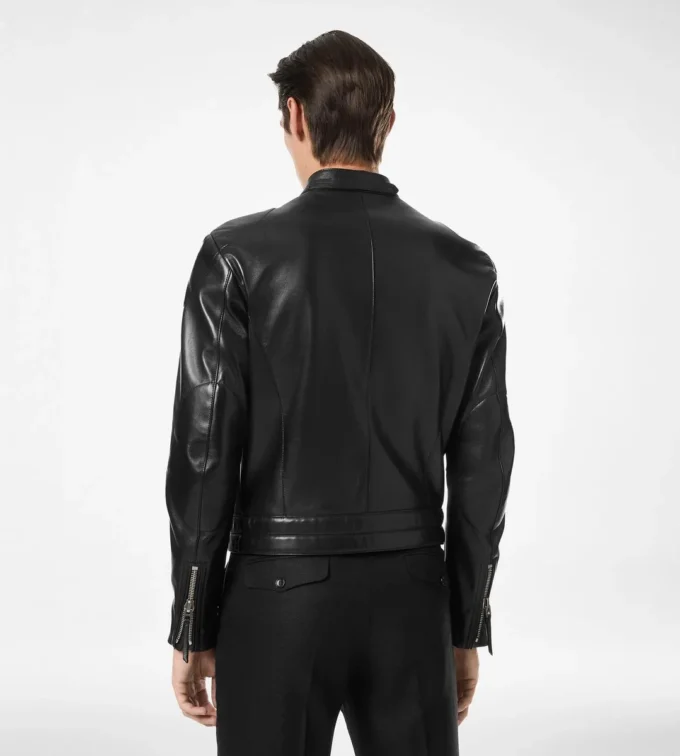 Giacca da motociclista in pelle nappa martellata