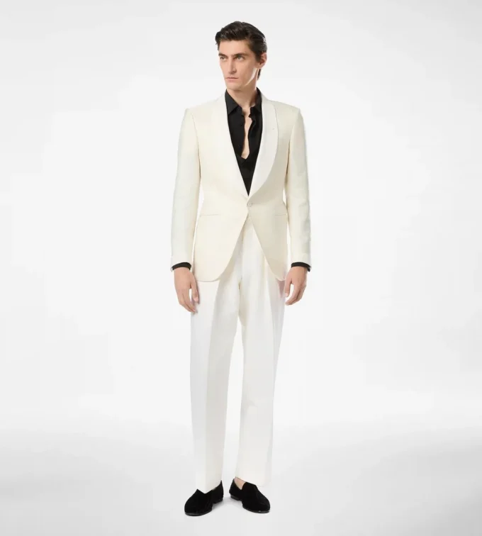 Giacca da sera in jacquard di seta e viscosa