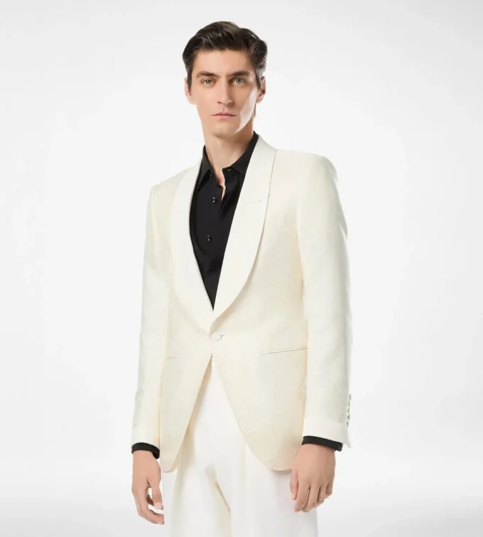Giacca da sera in jacquard di seta e viscosa