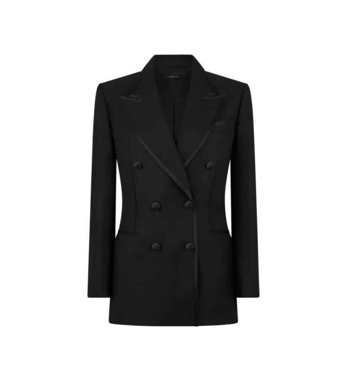 Giacca da smoking doppiopetto “Wallis” in misto seta e mohair Giacca da smoking doppiopetto “Wallis” in misto seta e mohair