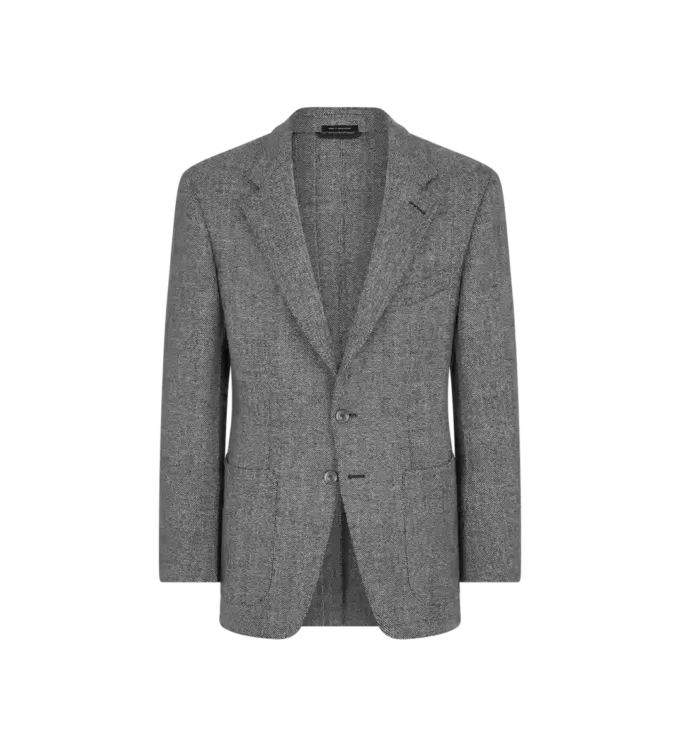 Giacca doppia sfoderabile a spina di pesce in tessuto sharkskin Giacca doppia sfoderabile a spina di pesce in tessuto sharkskin