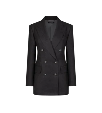 Giacca doppiopetto in cashmere con revers a lancia