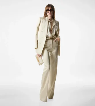 Giacca doppiopetto “Wallis” in twill di seta e lana