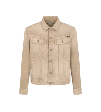 Giacca iconica in denim lavato color sabbia