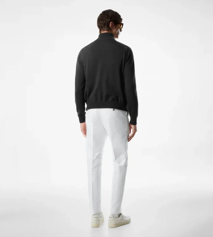 Giacca in lana con zip frontale in pelle scamosciata