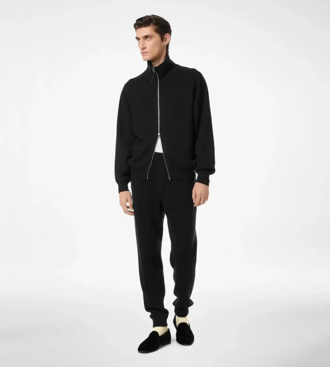 Pantaloni jogging in lana double face