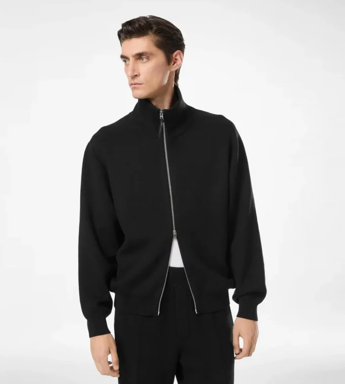 Giacca in lana double face con zip integrale