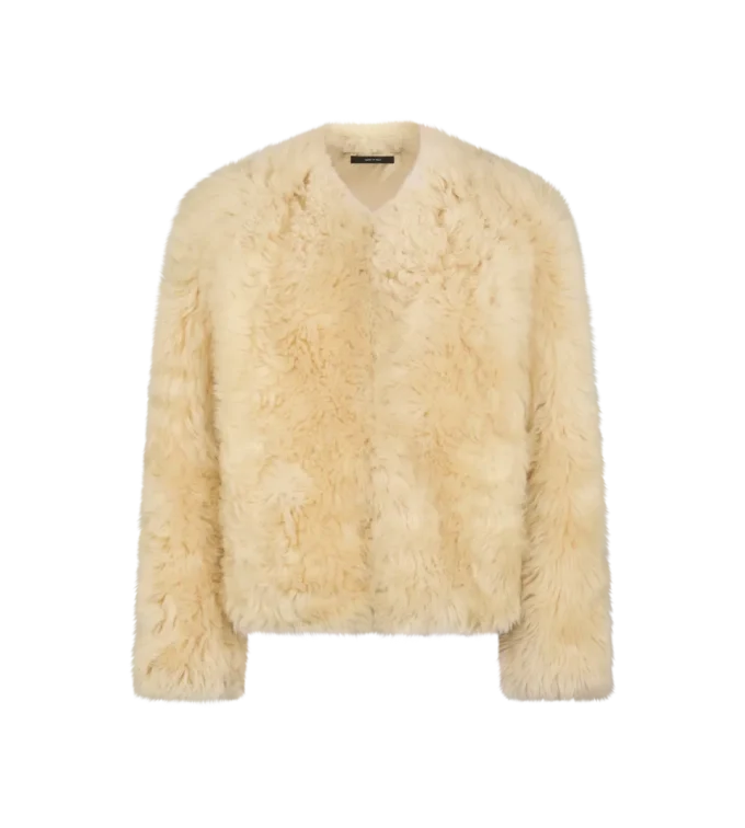 Giacca in shearling senza collo Giacca in shearling senza collo
