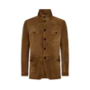 Giacca militare in pelle scamosciata di cashmere