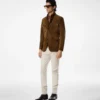 Giacca militare in pelle scamosciata di cashmere