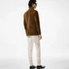 Giacca militare in pelle scamosciata di cashmere