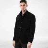 Giacca militare in pelle scamosciata di cashmere Giacca militare in pelle scamosciata di cashmere
