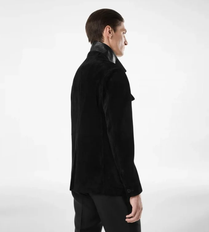 Giacca militare in pelle scamosciata di cashmere Giacca militare in pelle scamosciata di cashmere