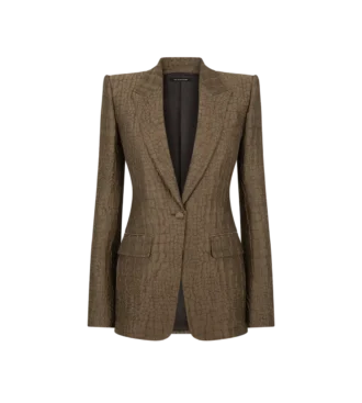 Giacca monopetto con revers a lancia in jacquard coccodrillo