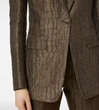 Giacca monopetto con revers a lancia in jacquard coccodrillo