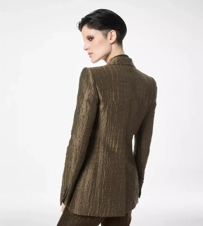 Giacca monopetto con revers a lancia in jacquard coccodrillo Giacca monopetto con revers a lancia in jacquard coccodrillo