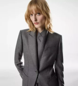 Giacca monopetto in cashmere con revers a lancia