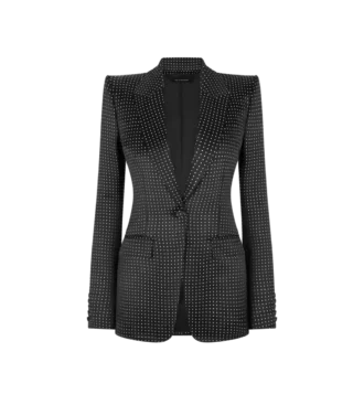 Giacca monopetto in duchesse jacquard a pois