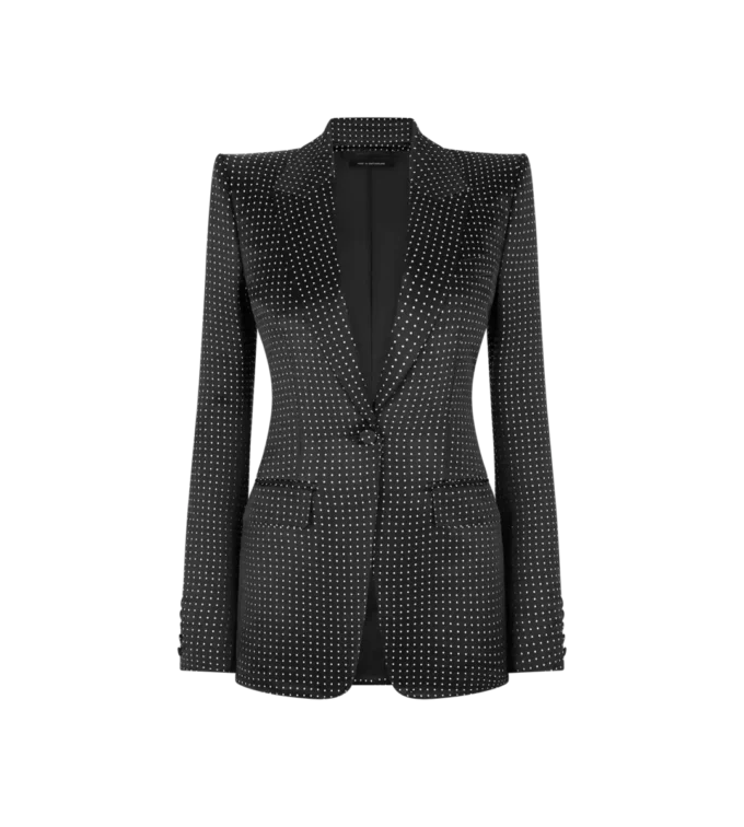 Giacca monopetto in duchesse jacquard a pois Giacca monopetto in duchesse jacquard a pois