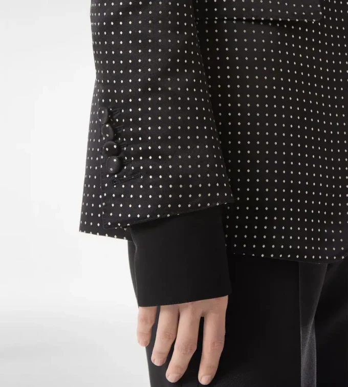 Giacca monopetto in duchesse jacquard a pois Giacca monopetto in duchesse jacquard a pois