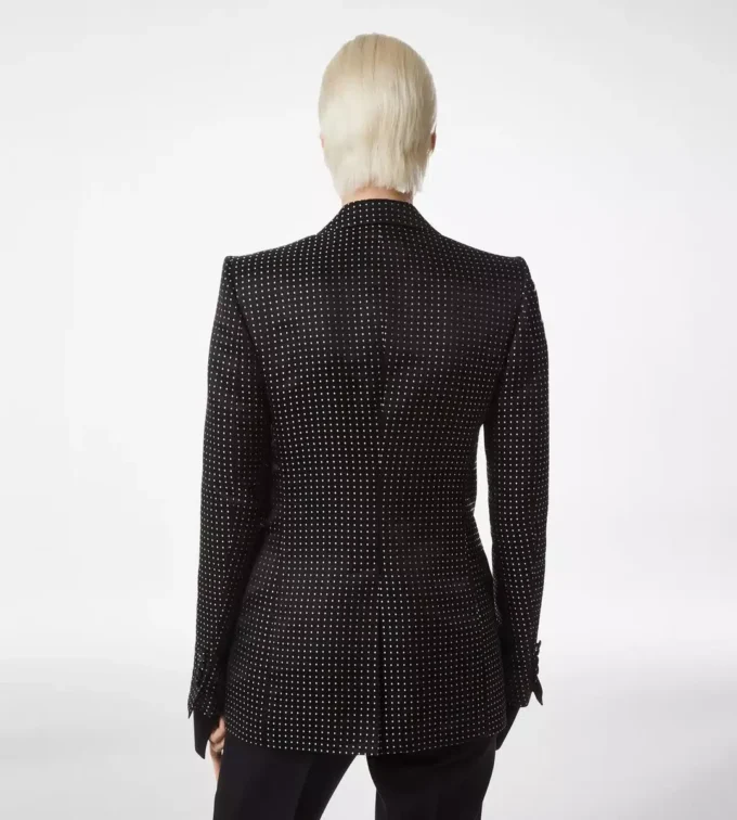 Giacca monopetto in duchesse jacquard a pois Giacca monopetto in duchesse jacquard a pois
