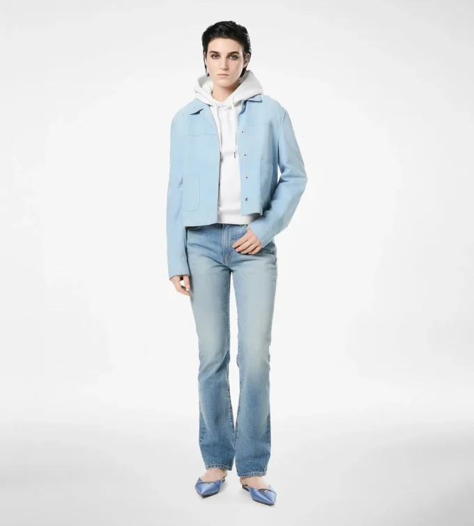 Pantaloni dritti in denim stone washed Pantaloni dritti in denim stone washed