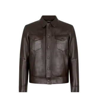 Giacca western in pelle martellata di bufalo