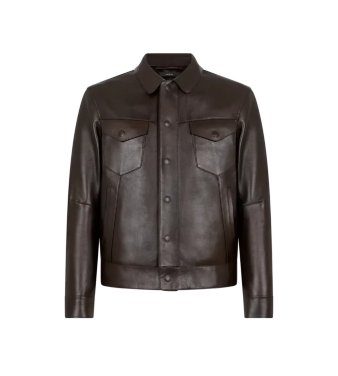 Giacca western in pelle martellata di bufalo