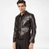 Giacca western in pelle martellata di bufalo