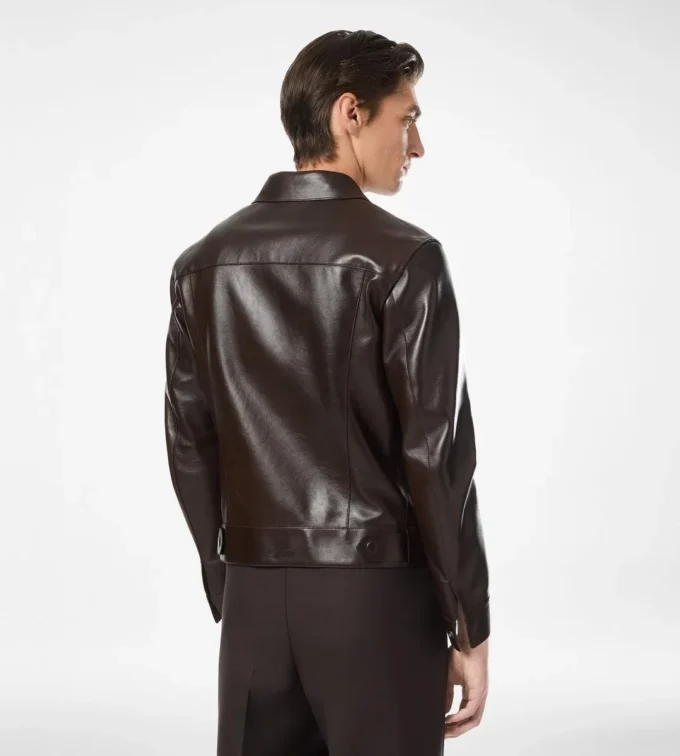 Giacca western in pelle martellata di bufalo
